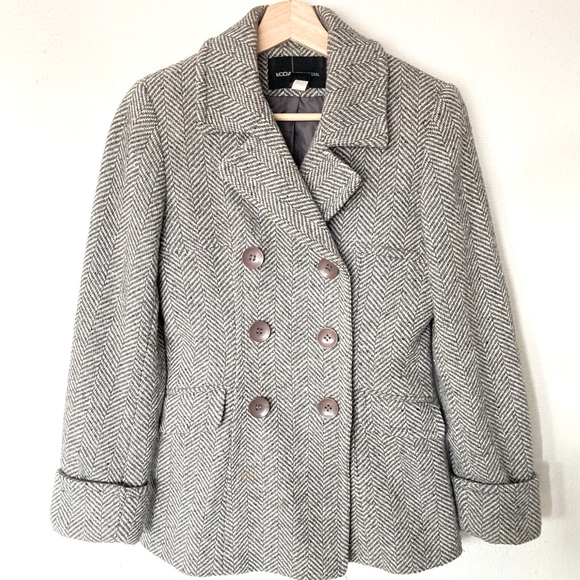 Herringbone Pea Coat Wool Xs | Poshmark